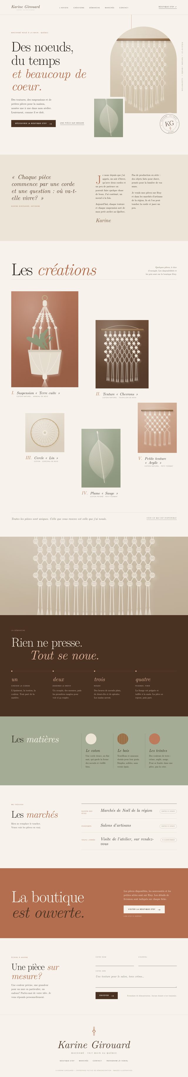 Aperçu du site de Karine Girouard, macramé